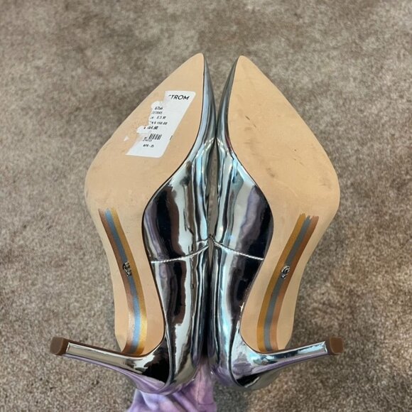 Sam Edelman Metallic SIlver Pointed Toe Heel Pumps Size 6.5 - Picture 6 of 7